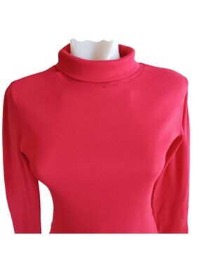 Vintage Women's Small Mock Neck Single Stitch JCPenney Fashions Red Long Sleeve